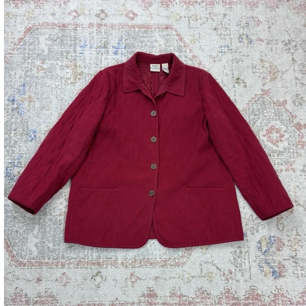 Oversized Quilted Koret City Blues Red Corduroy Button Up Jacket XL Cabincore